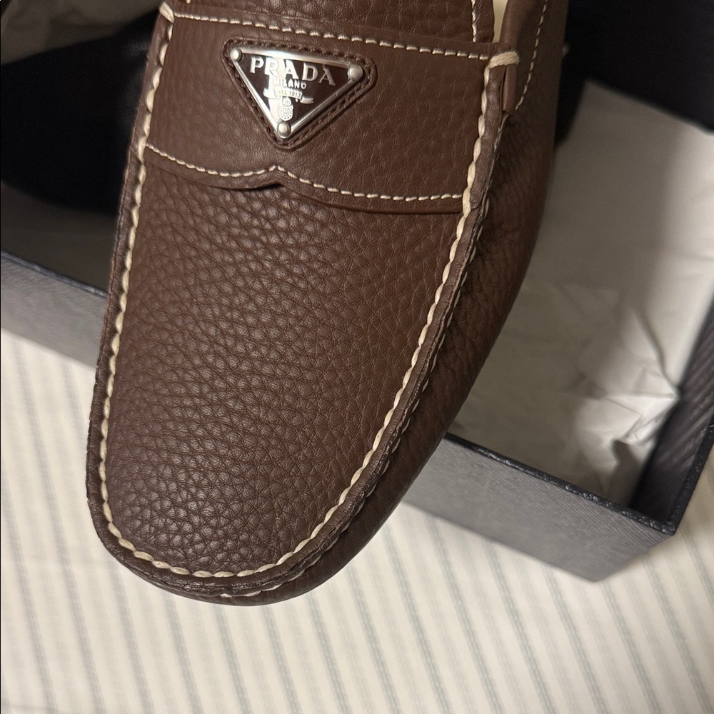 Prada Men's Dark Brown Leather Loafers - Picture 4 of 7